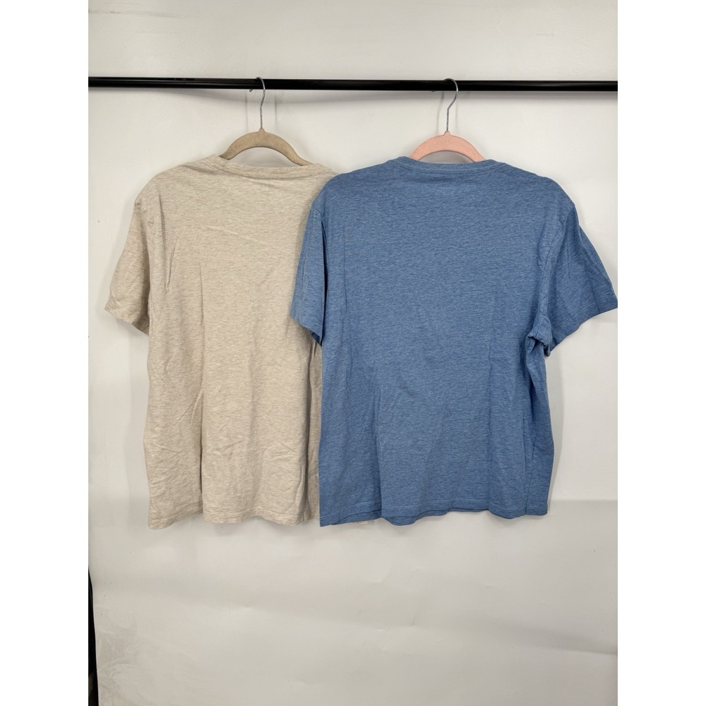 J. Crew Lot Of 2 Slim Washed T-Shirt Men Large Blue Biege Casual Basic Lounge - Picture 2 of 7